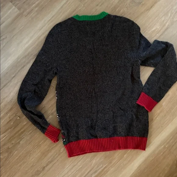 Ugly Christmas Sweater Gray with Red and Green - Picture 6 of 7